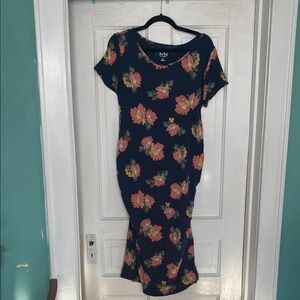 Floral Print Navy Maternity dress